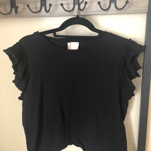 Industry Crop Top Black Ruffle Cap Sleeves Nordstrom Rack